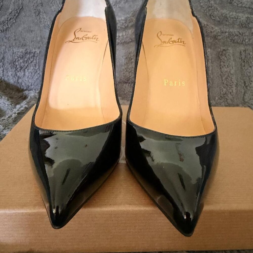 Christian Louboutin Hot Chick 100 Pumps • Black Patent • Size 35 • New in Box - Picture 5 of 9